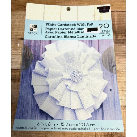 White Cardstock With Foil 6" X 8" 20 Sheets Laminated Paper For Crafts & DIY Pro - Picture 1 of 5